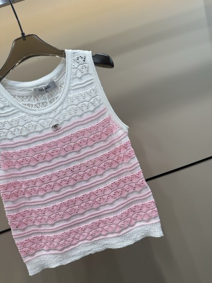 C style Wavy color-block knitted vest