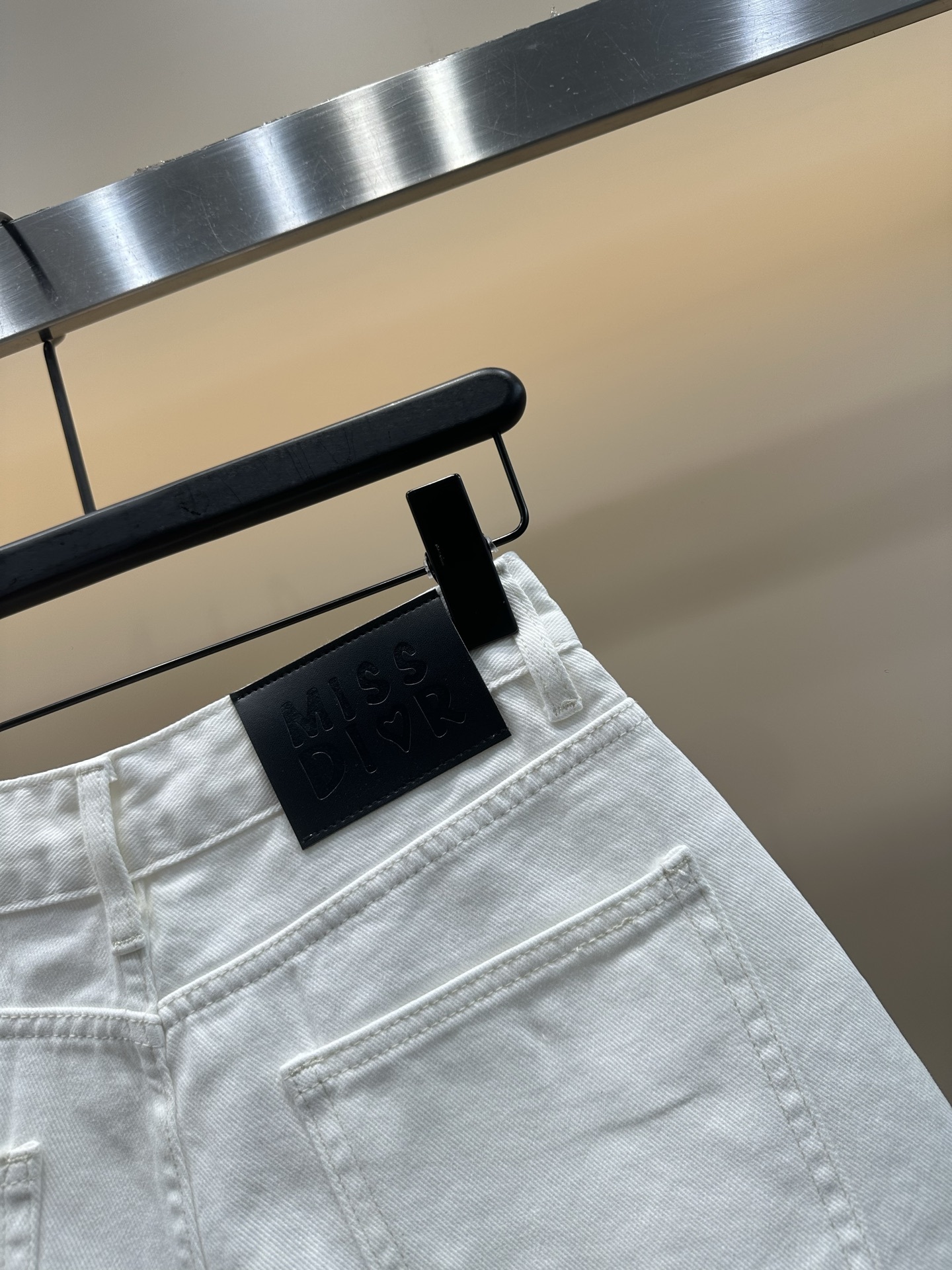 D style Denim shorts with embroidered letters on pockets