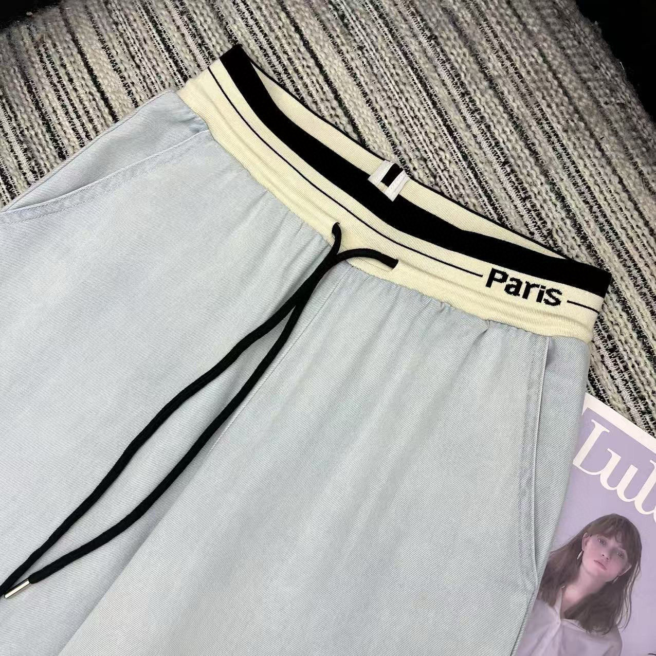 P style Drawstring Tencel Jeans