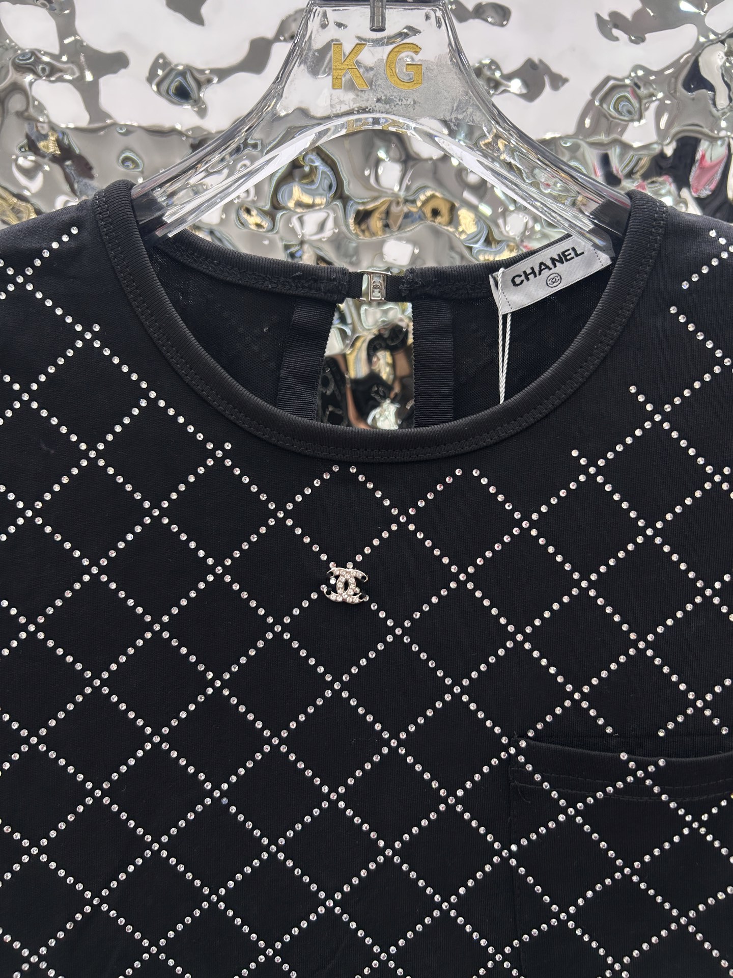 C style Rhinestone design T-shirt