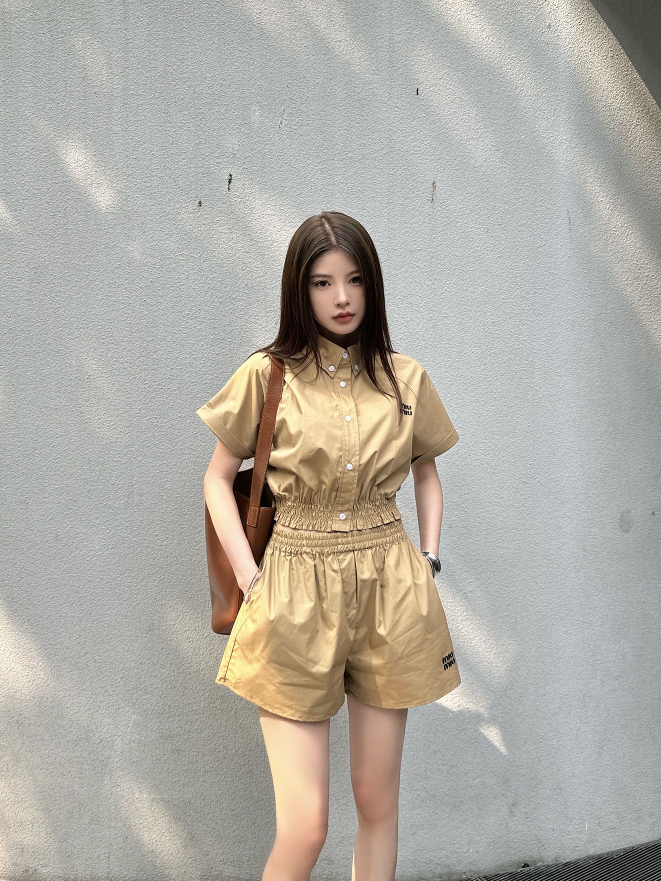 M style Short-sleeved shirt and shorts set