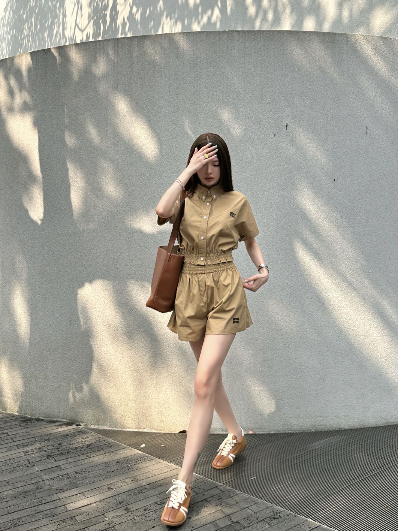 M style Short-sleeved shirt and shorts set