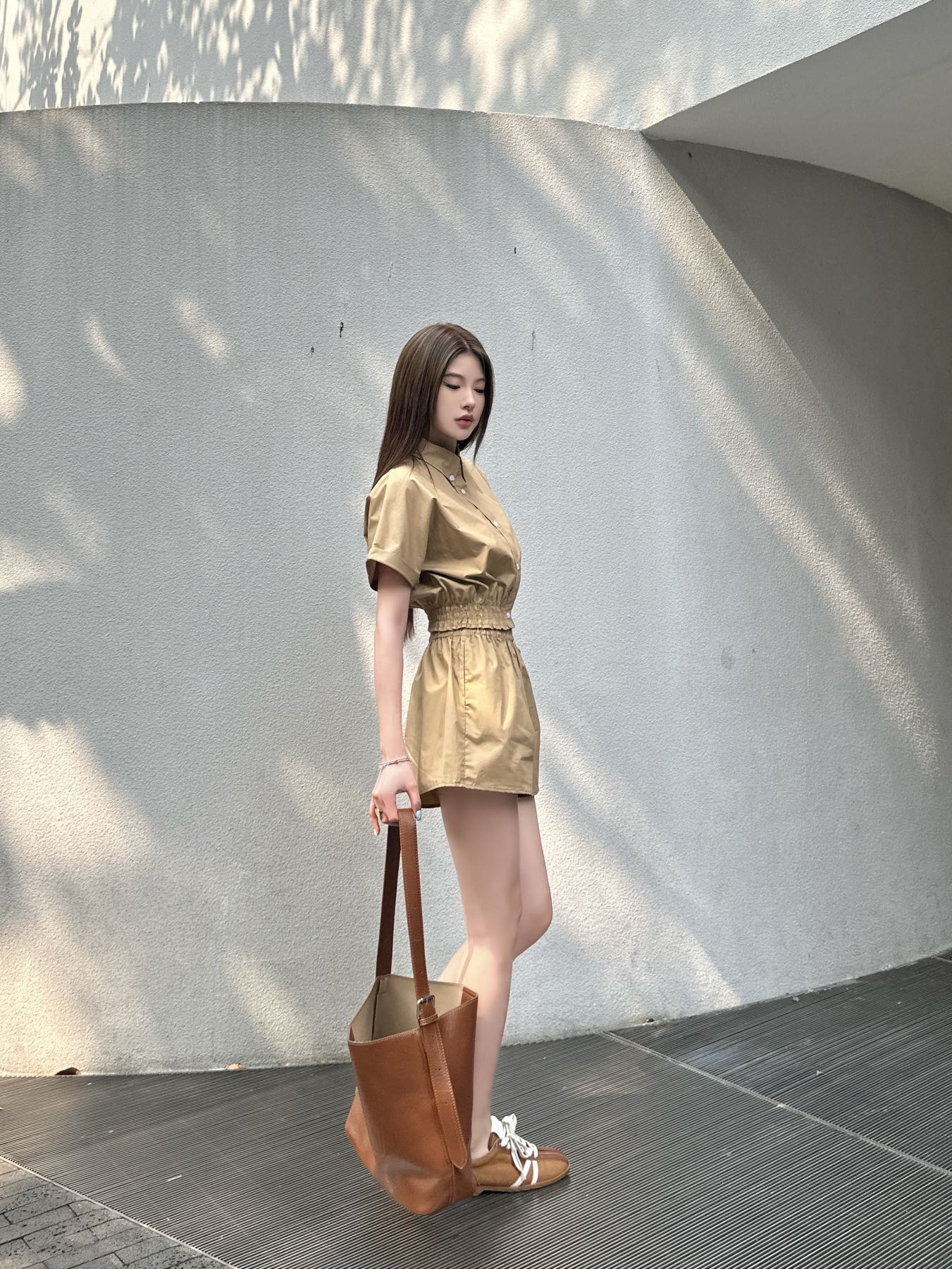 M style Short-sleeved shirt and shorts set