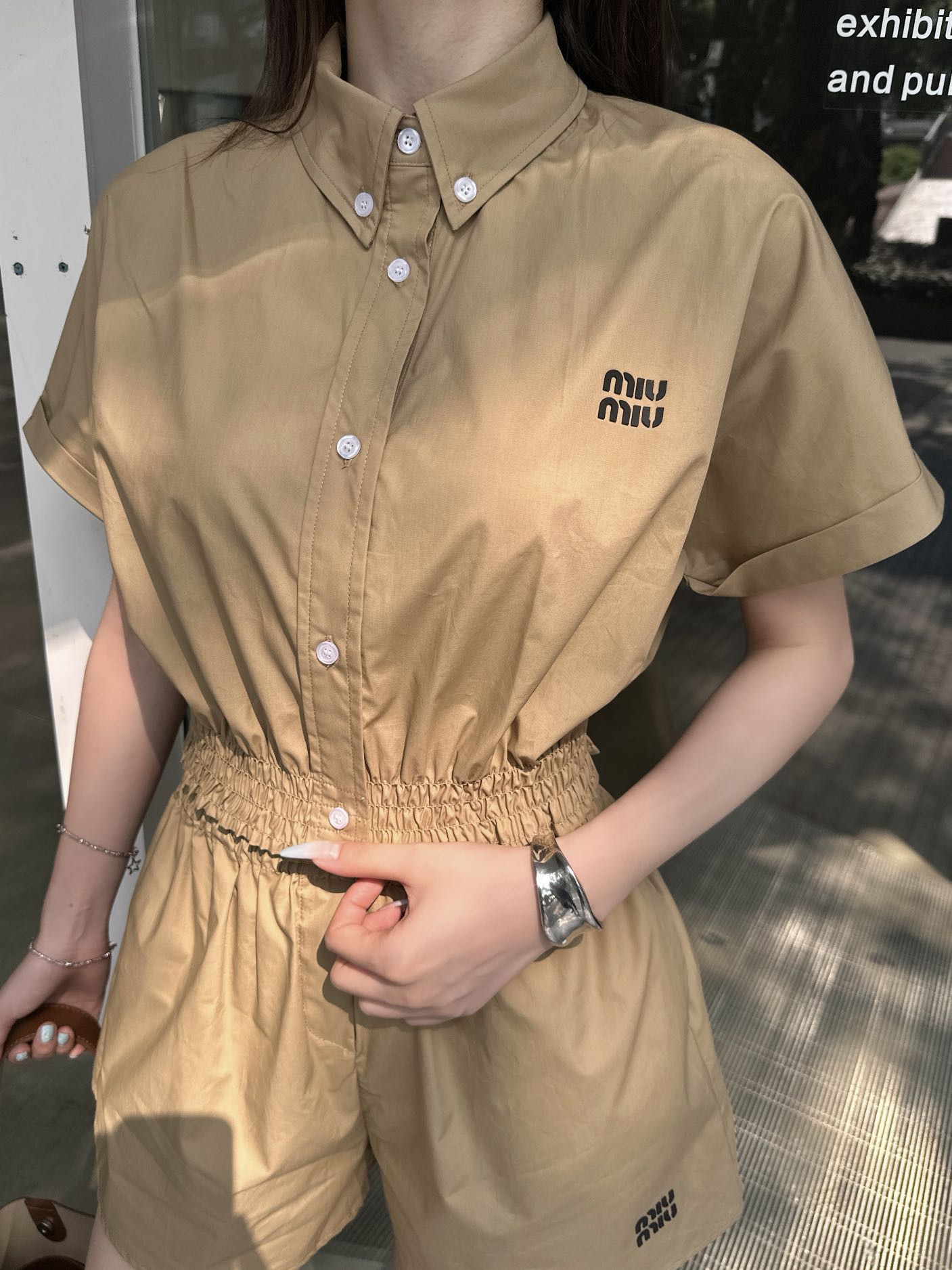 M style Short-sleeved shirt and shorts set