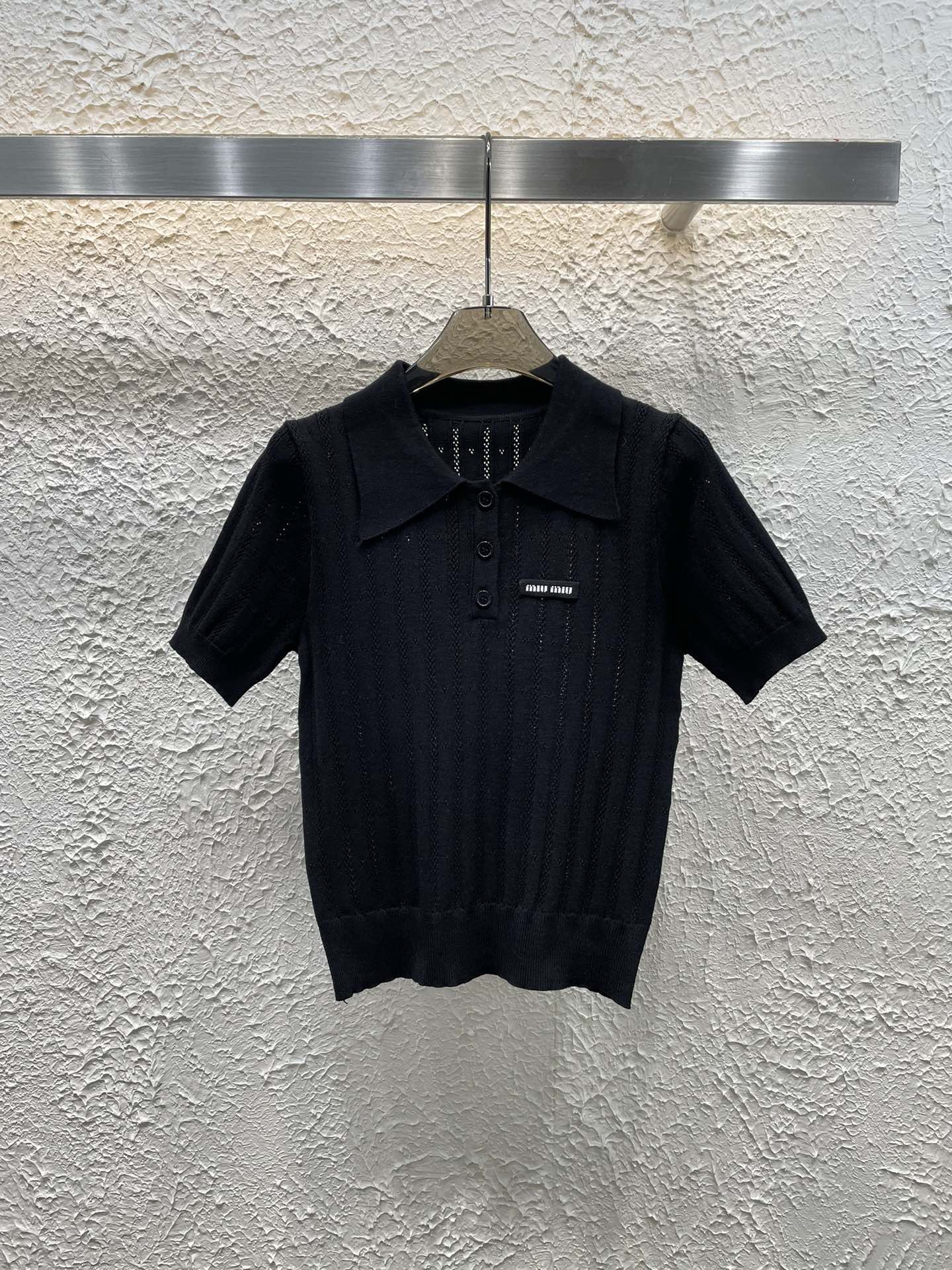 M style Lapel knitted short sleeves