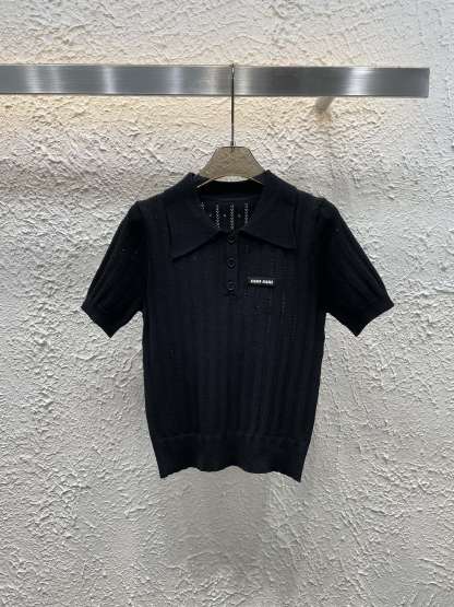 M style Lapel knitted short sleeves