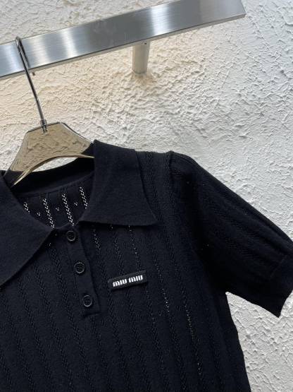 M style Lapel knitted short sleeves