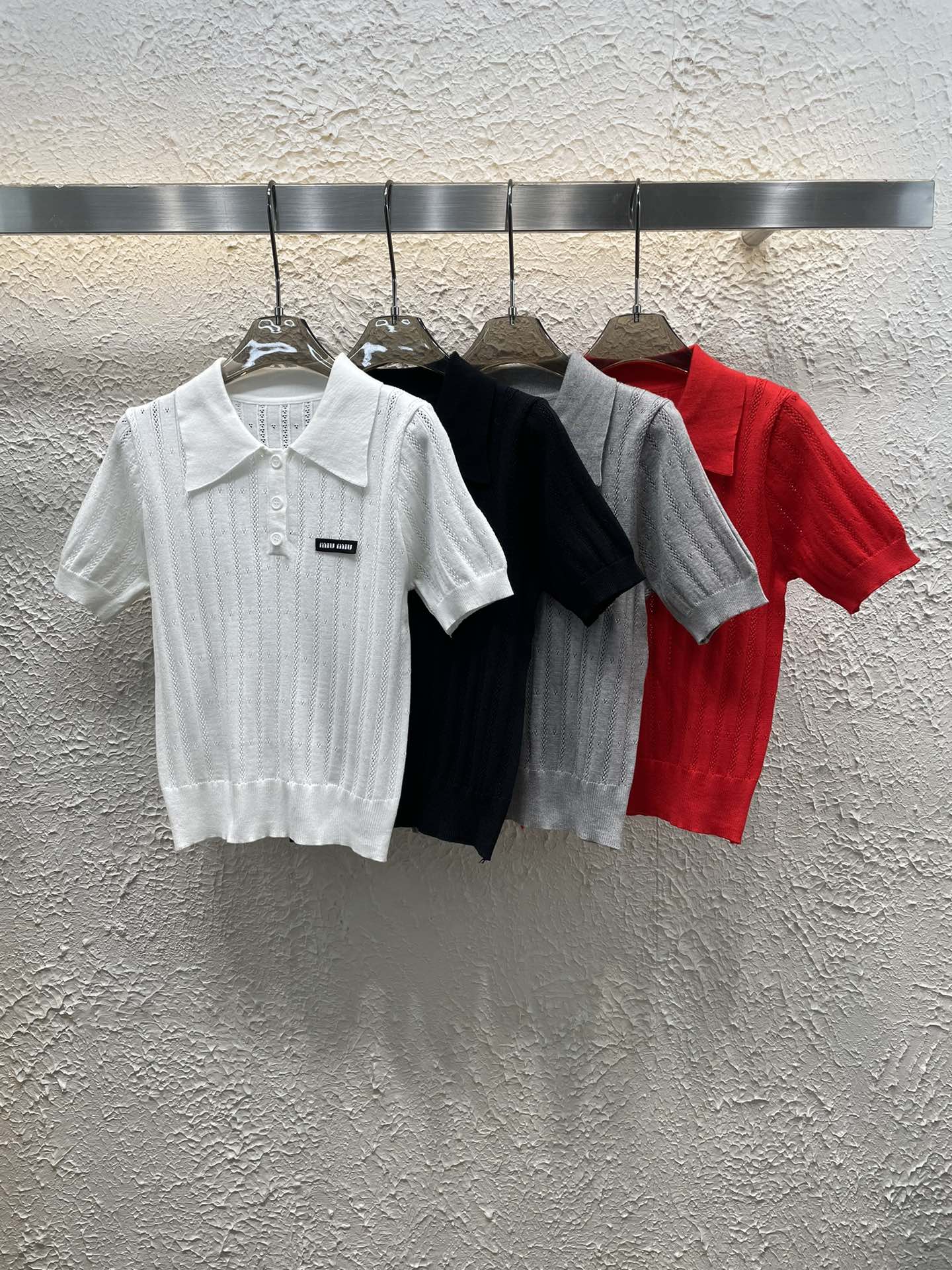 M style Lapel knitted short sleeves