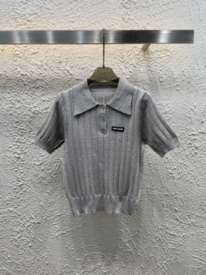 M style Lapel knitted short sleeves