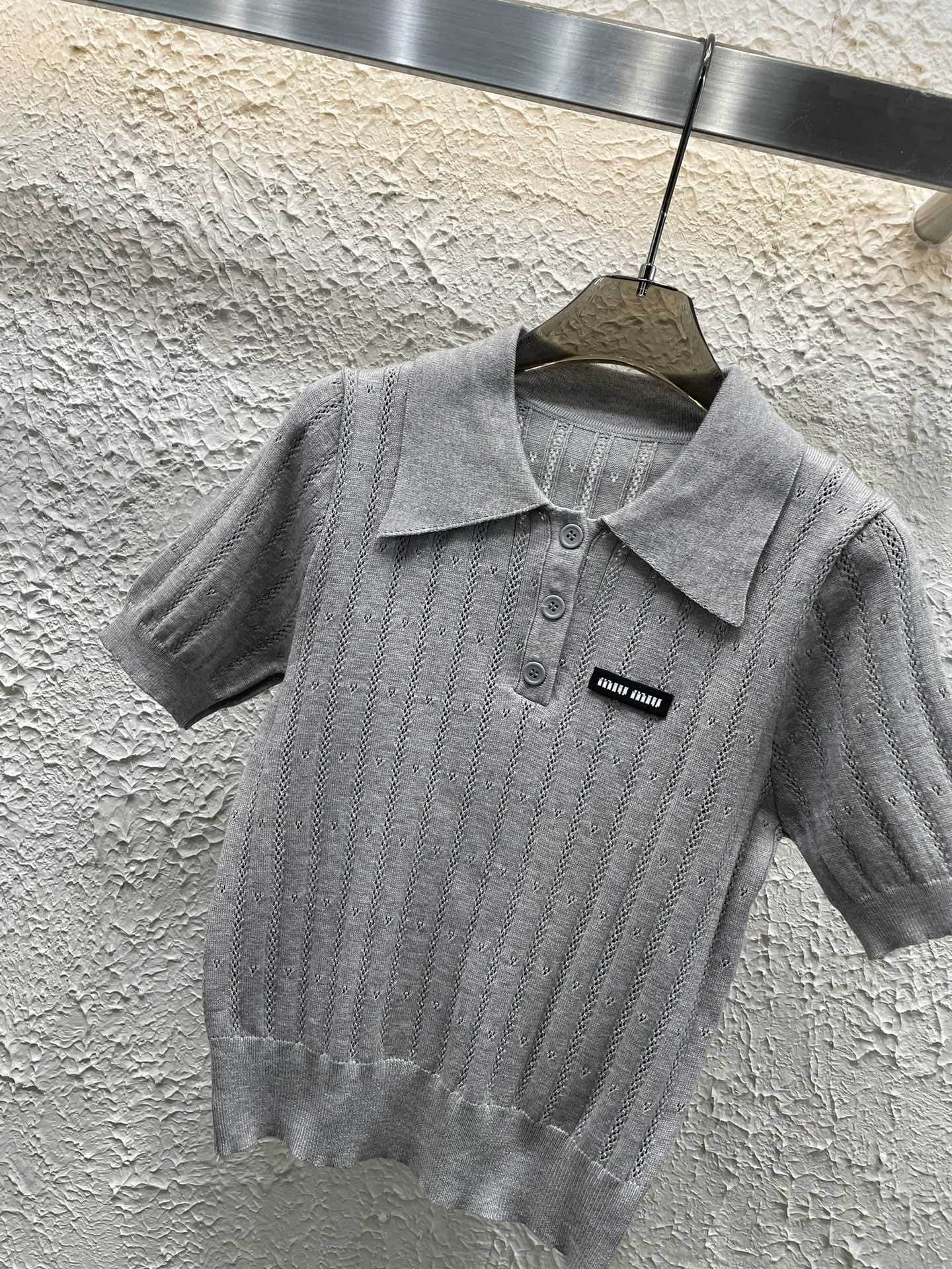 M style Lapel knitted short sleeves