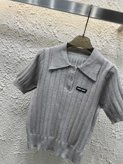 M style Lapel knitted short sleeves