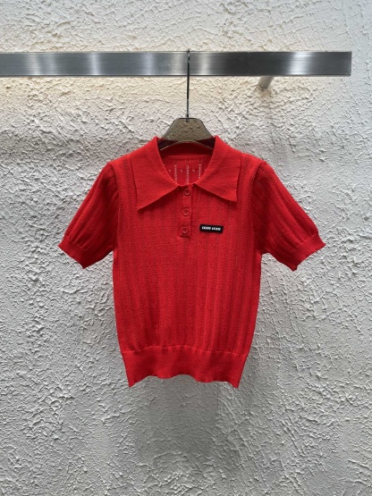 M style Lapel knitted short sleeves