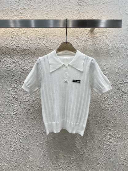 M style Lapel knitted short sleeves