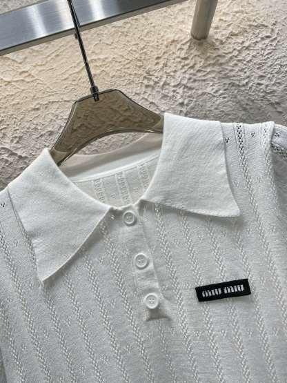 M style Lapel knitted short sleeves