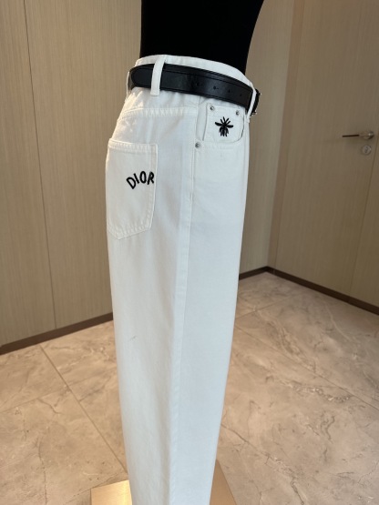 D style Loose waist straight slim wide leg trousers