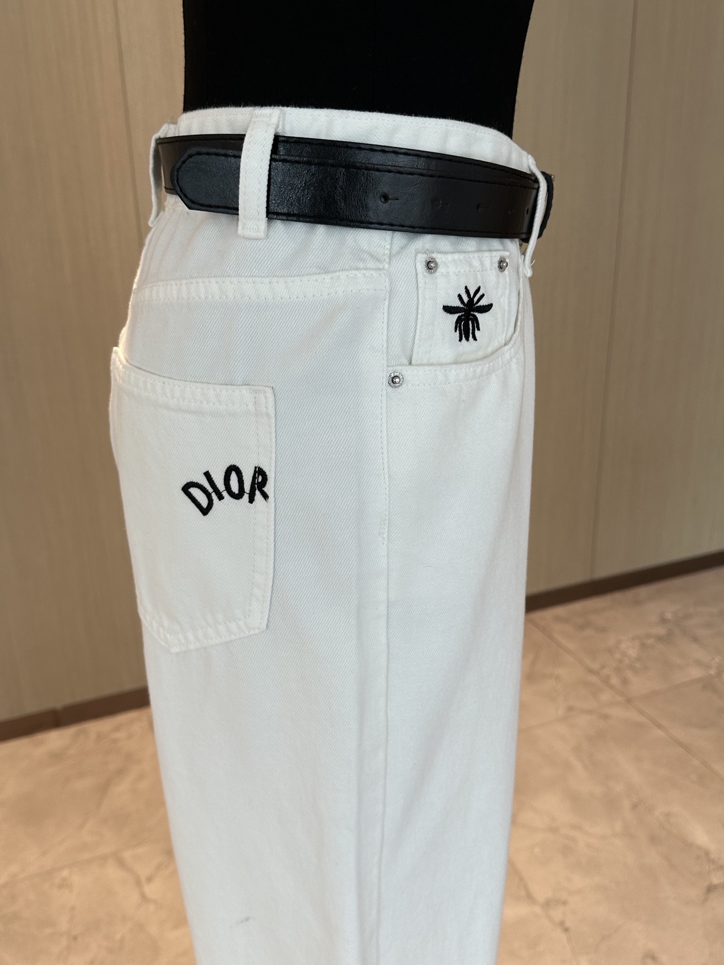 D style Loose waist straight slim wide leg trousers