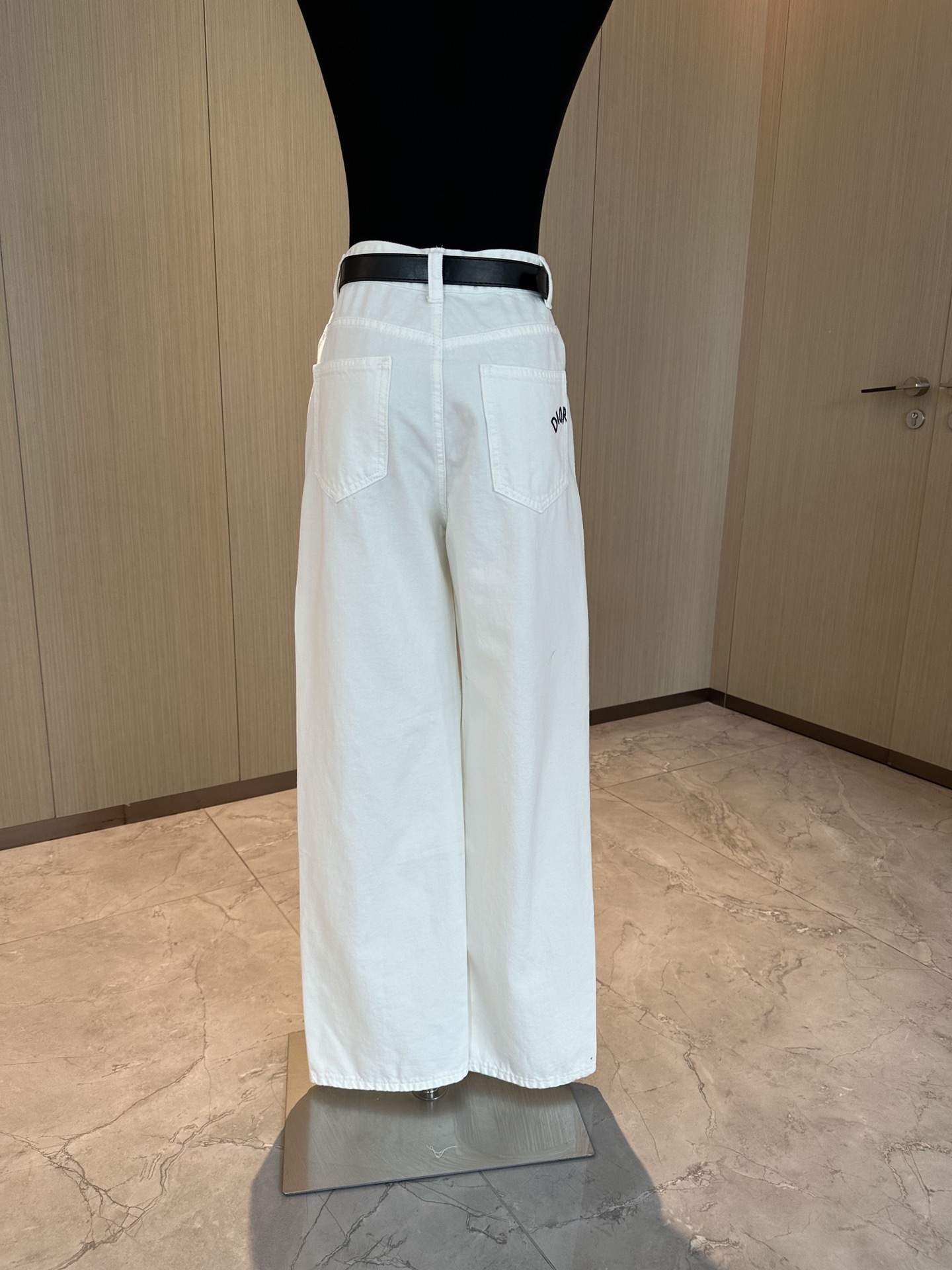 D style Loose waist straight slim wide leg trousers
