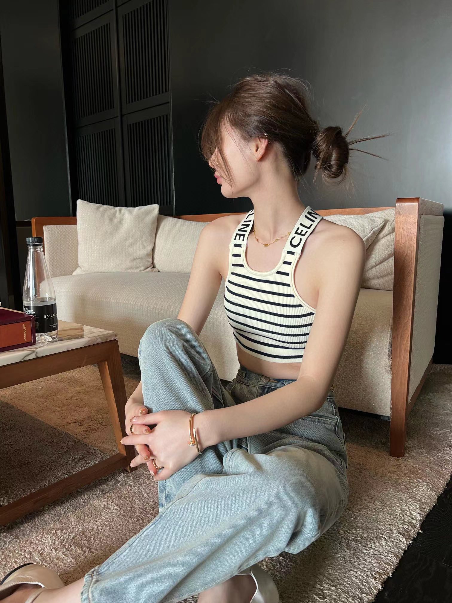 C style Striped cross vest