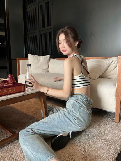 C style Striped cross vest