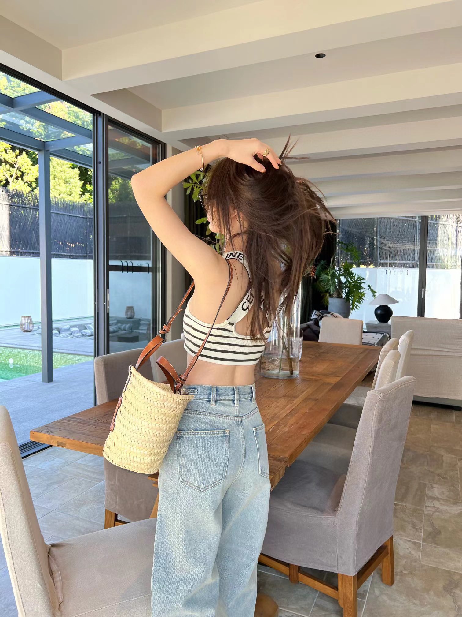 C style Striped cross vest