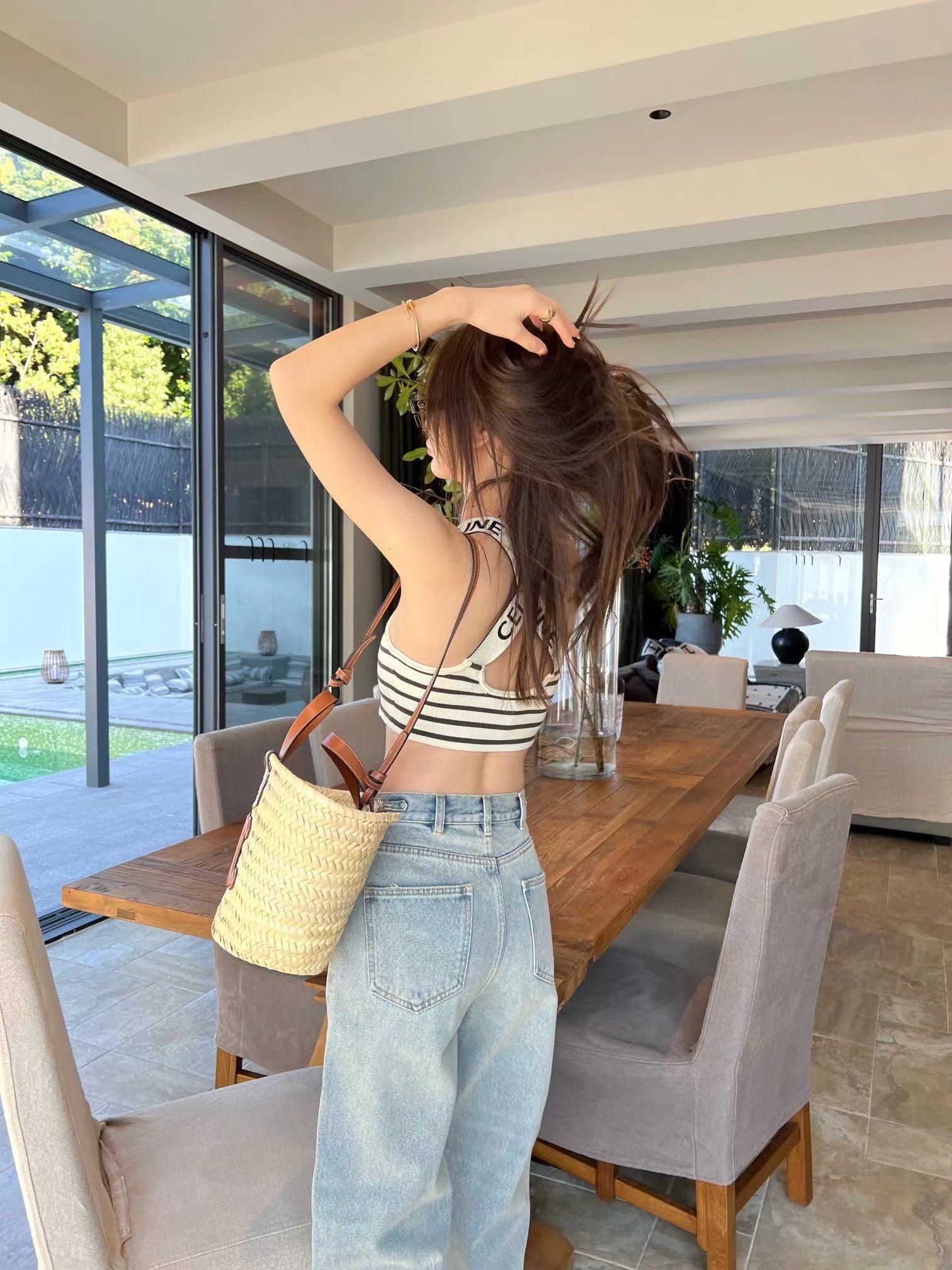 C style Striped cross vest