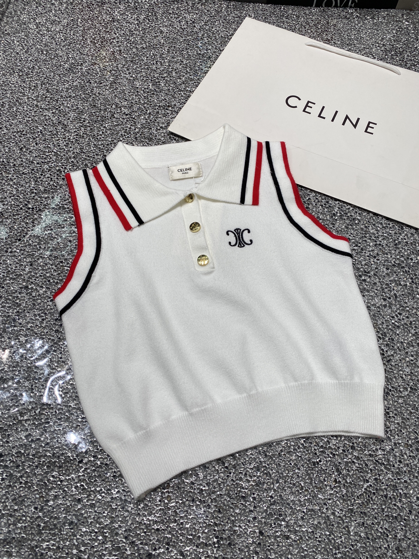 C style Polo collar vest pleated skirt knitted two-piece suit