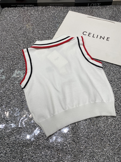 C style Polo collar vest pleated skirt knitted two-piece suit