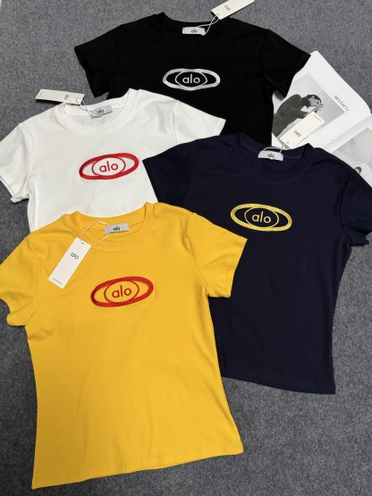 A style Embroidered Letters Hollow Waist Short Sleeve T-shirt