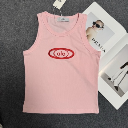 A style Embroidered Letters Hollow Waist Vest