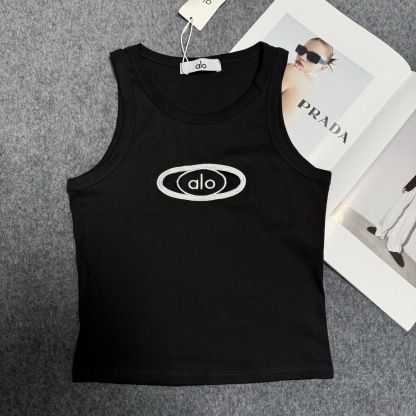 A style Embroidered Letters Hollow Waist Vest