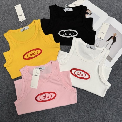 A style Embroidered Letters Hollow Waist Vest