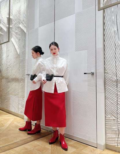 D style Ruffled Stand Collar Long Sleeve Shirt