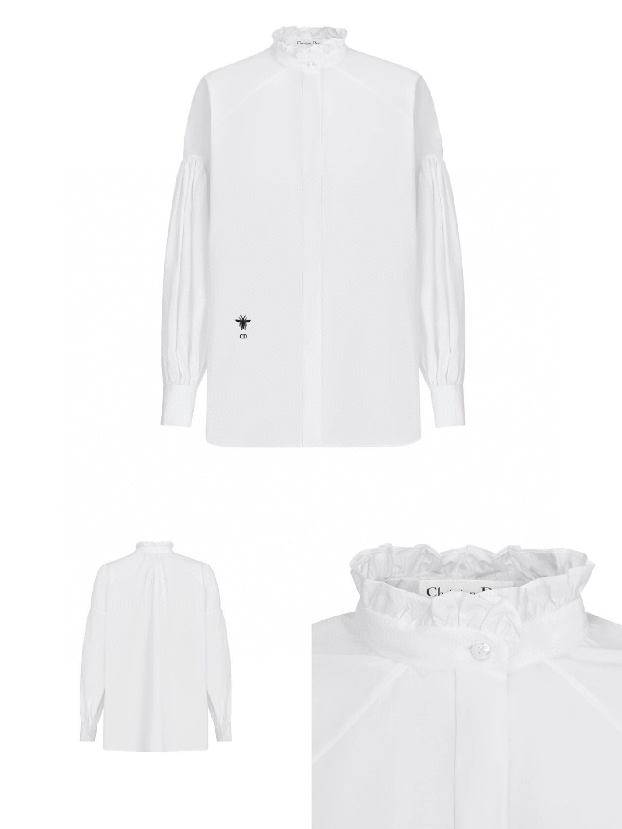 D style Ruffled Stand Collar Long Sleeve Shirt