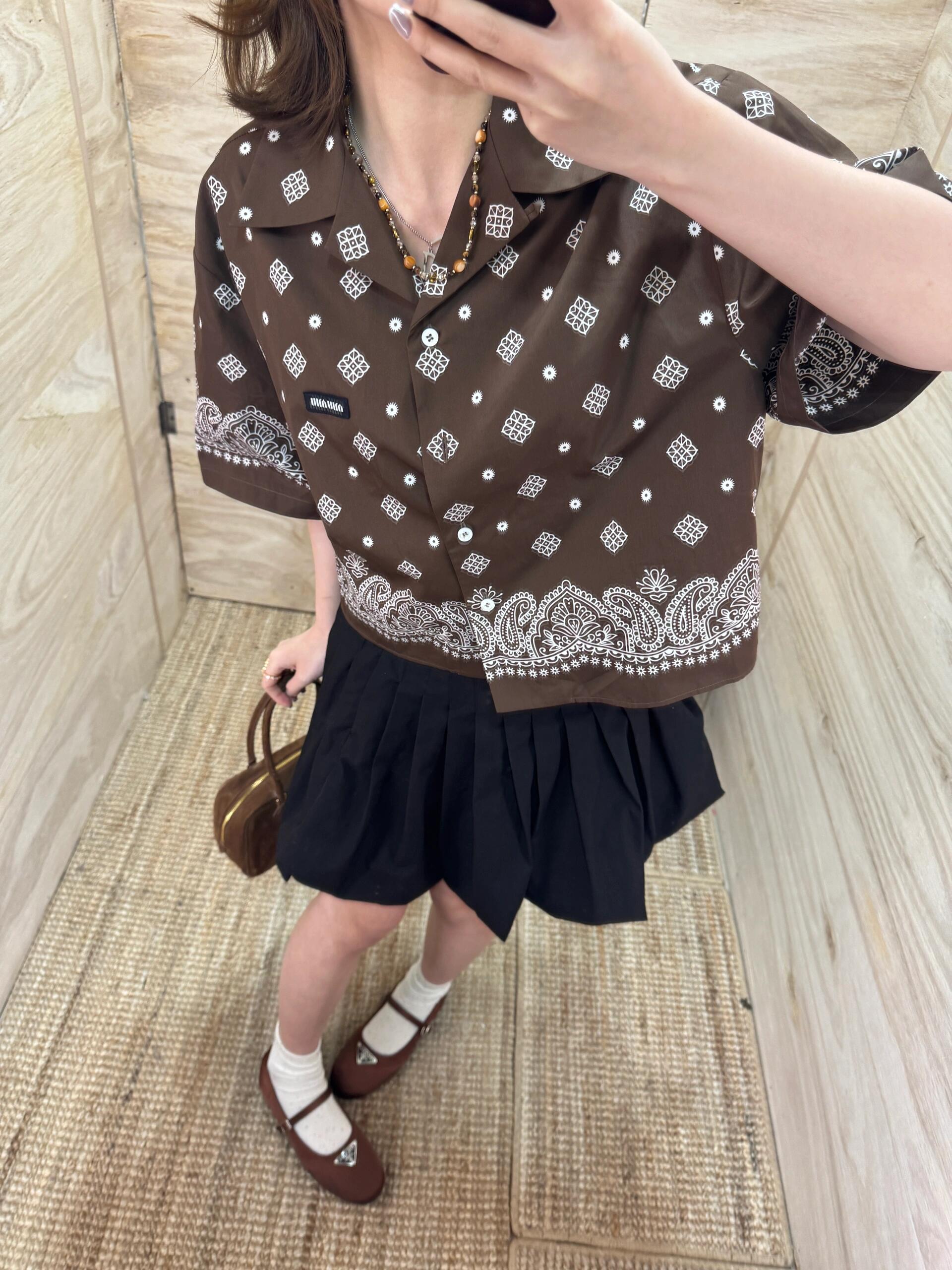 M style Hawaiian holiday style Cuban short-sleeved shirt