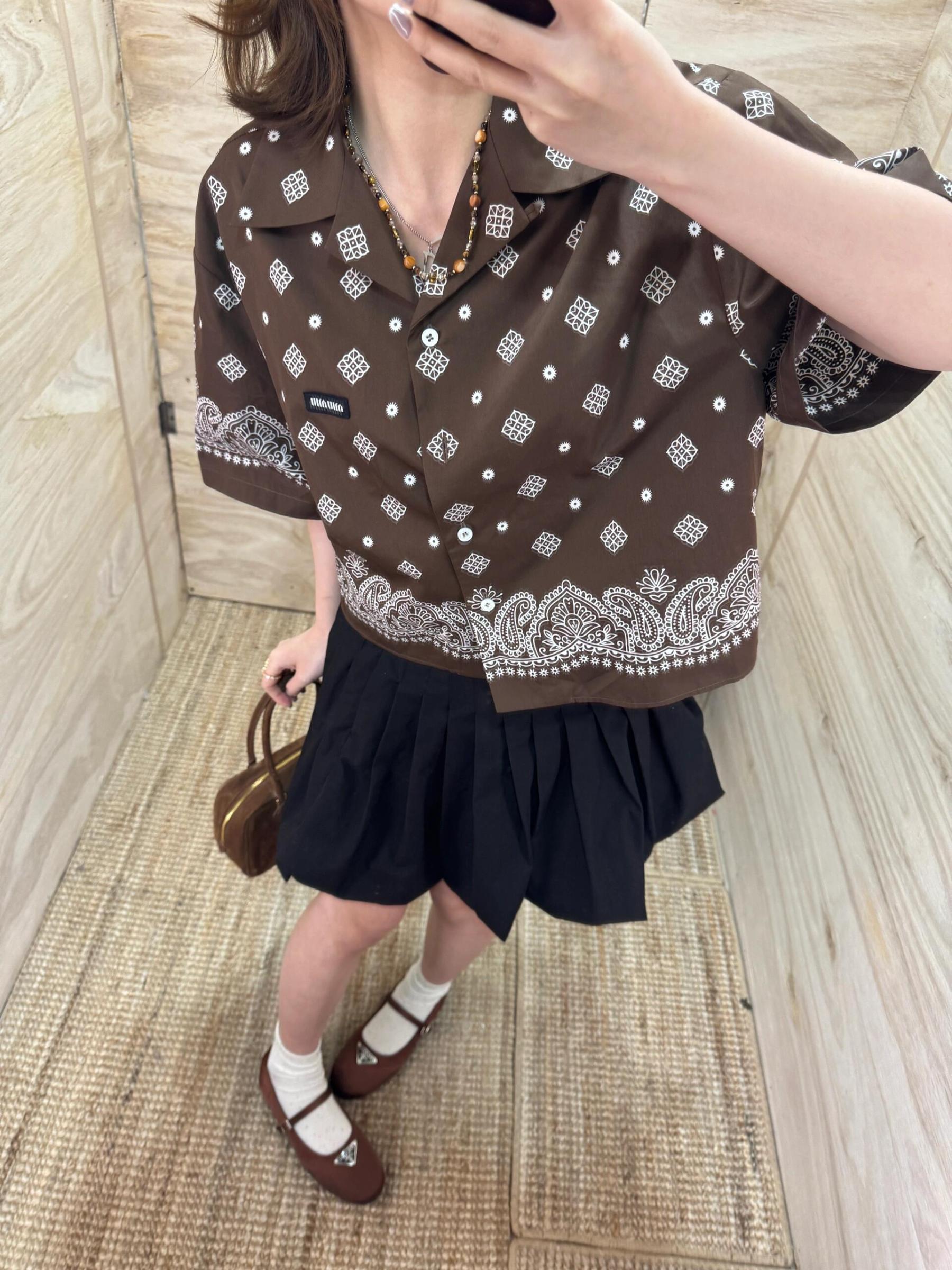 M style Hawaiian holiday style Cuban short-sleeved shirt