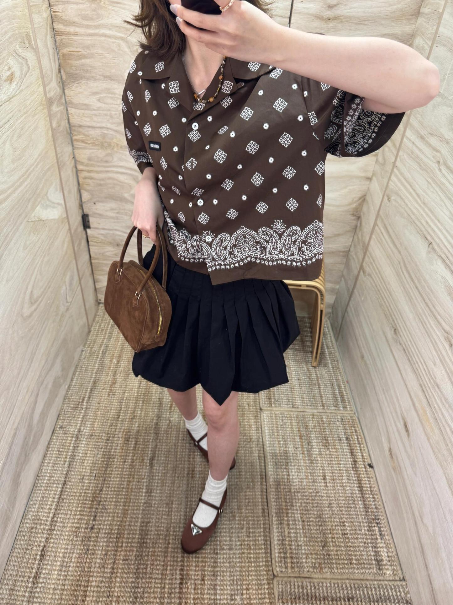 M style Hawaiian holiday style Cuban short-sleeved shirt