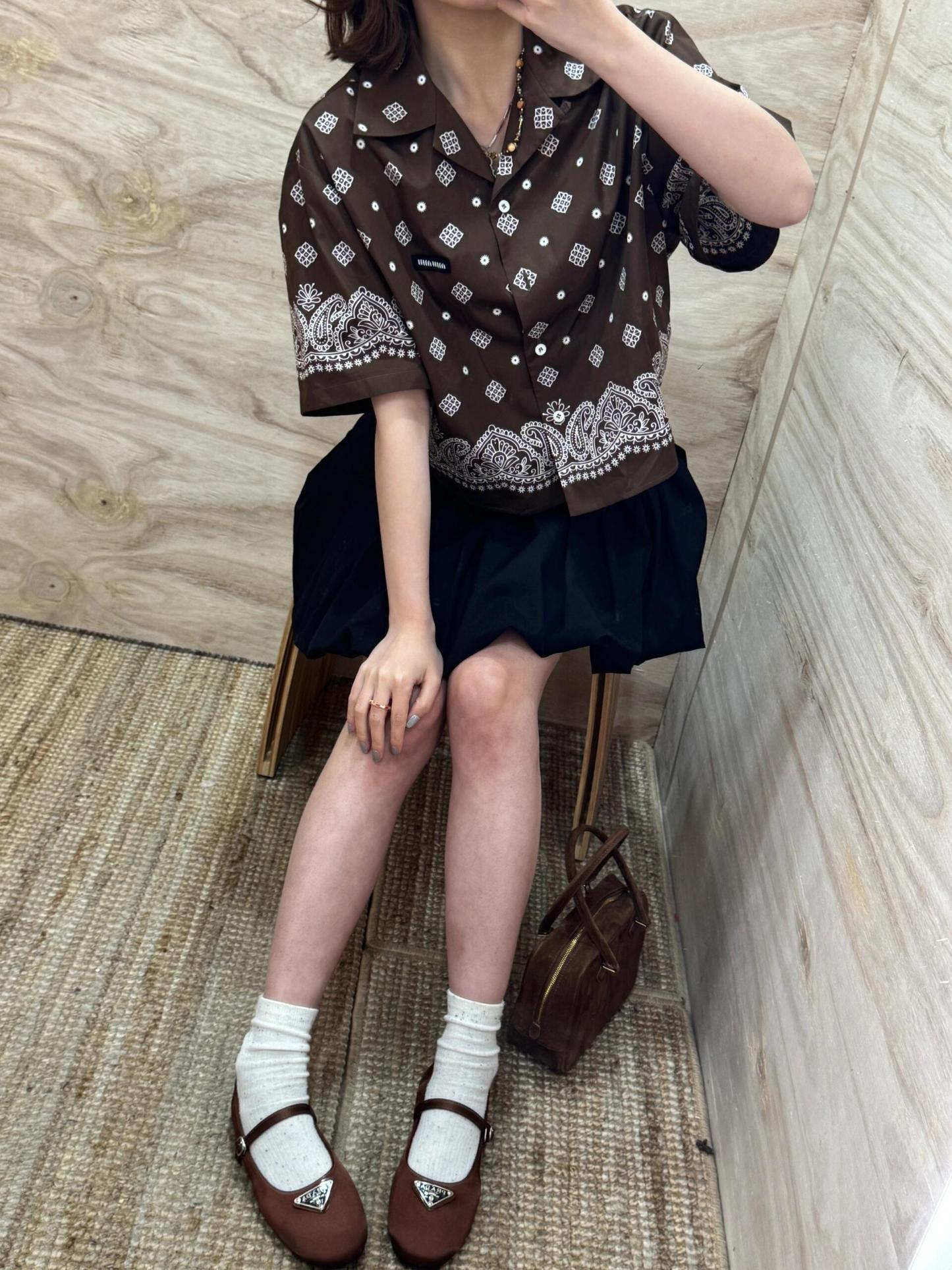 M style Hawaiian holiday style Cuban short-sleeved shirt