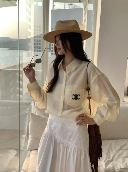 C style Embroidered sun protection shirt