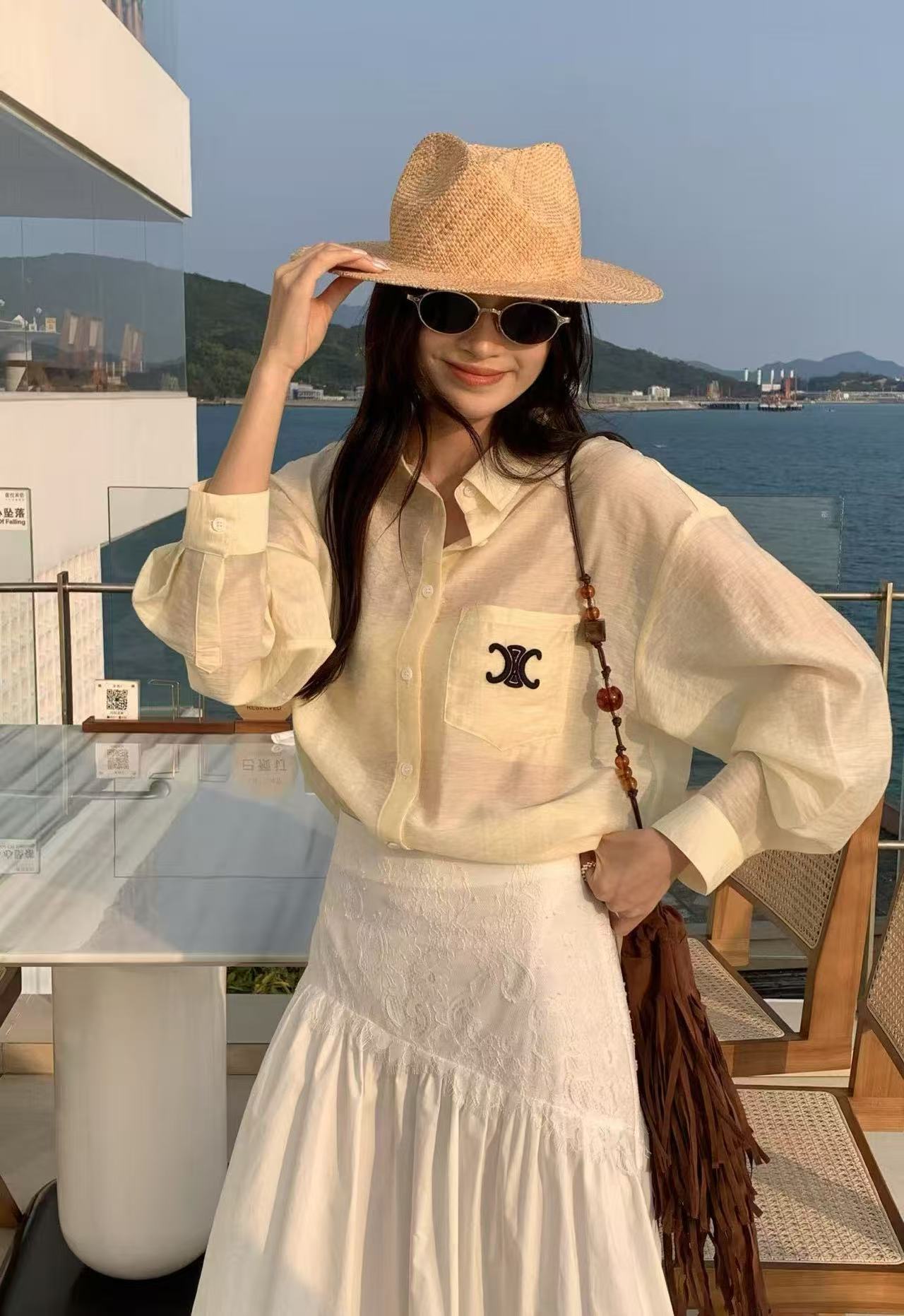 C style Embroidered sun protection shirt