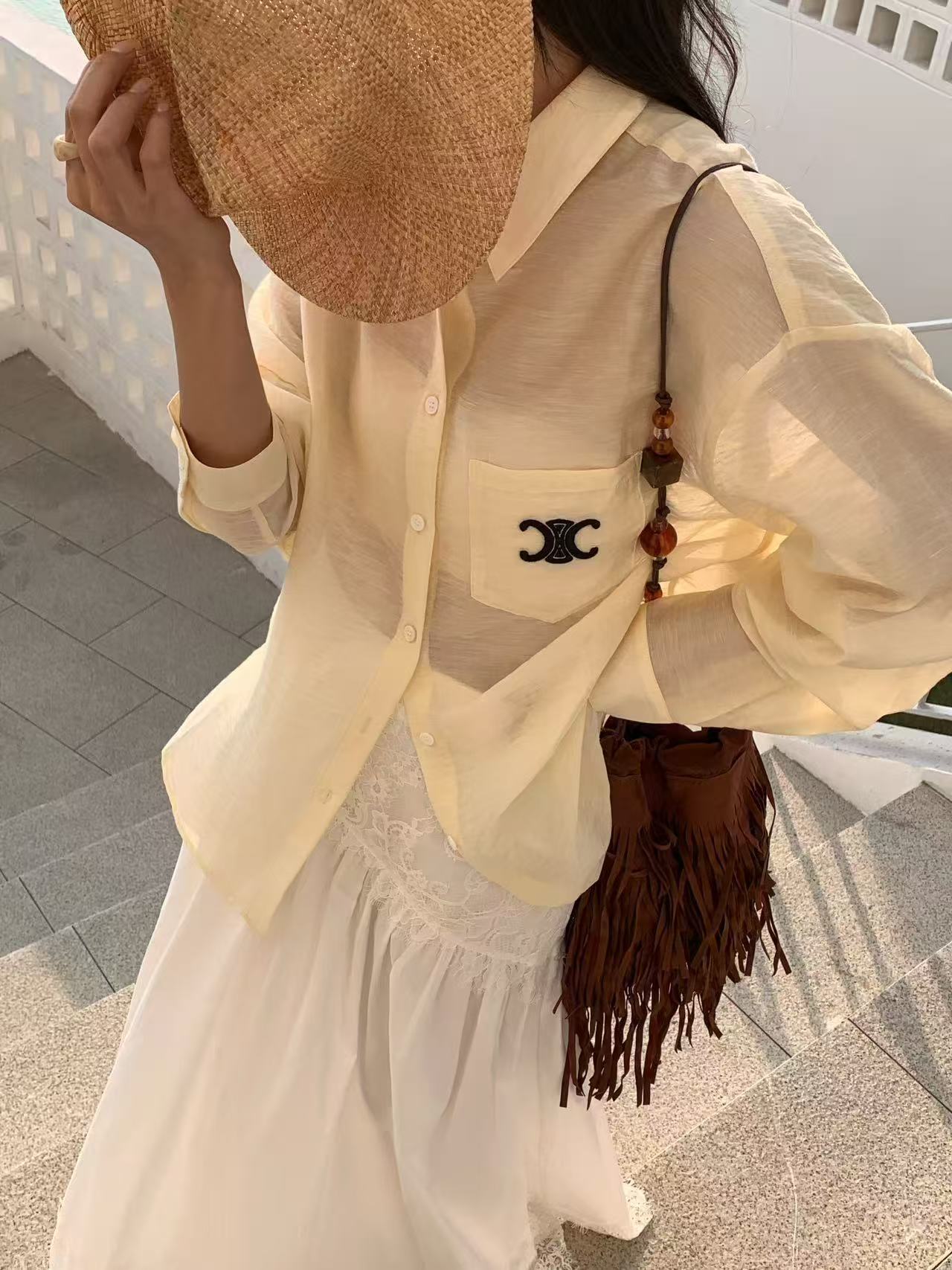 C style Embroidered sun protection shirt