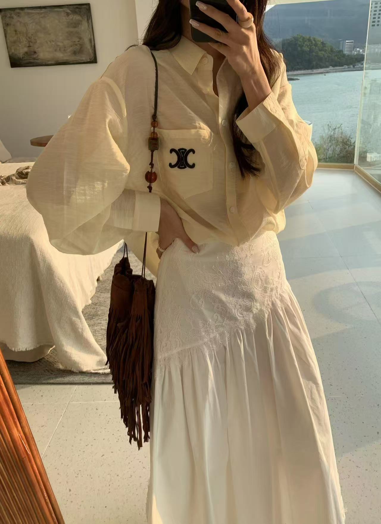 C style Embroidered sun protection shirt