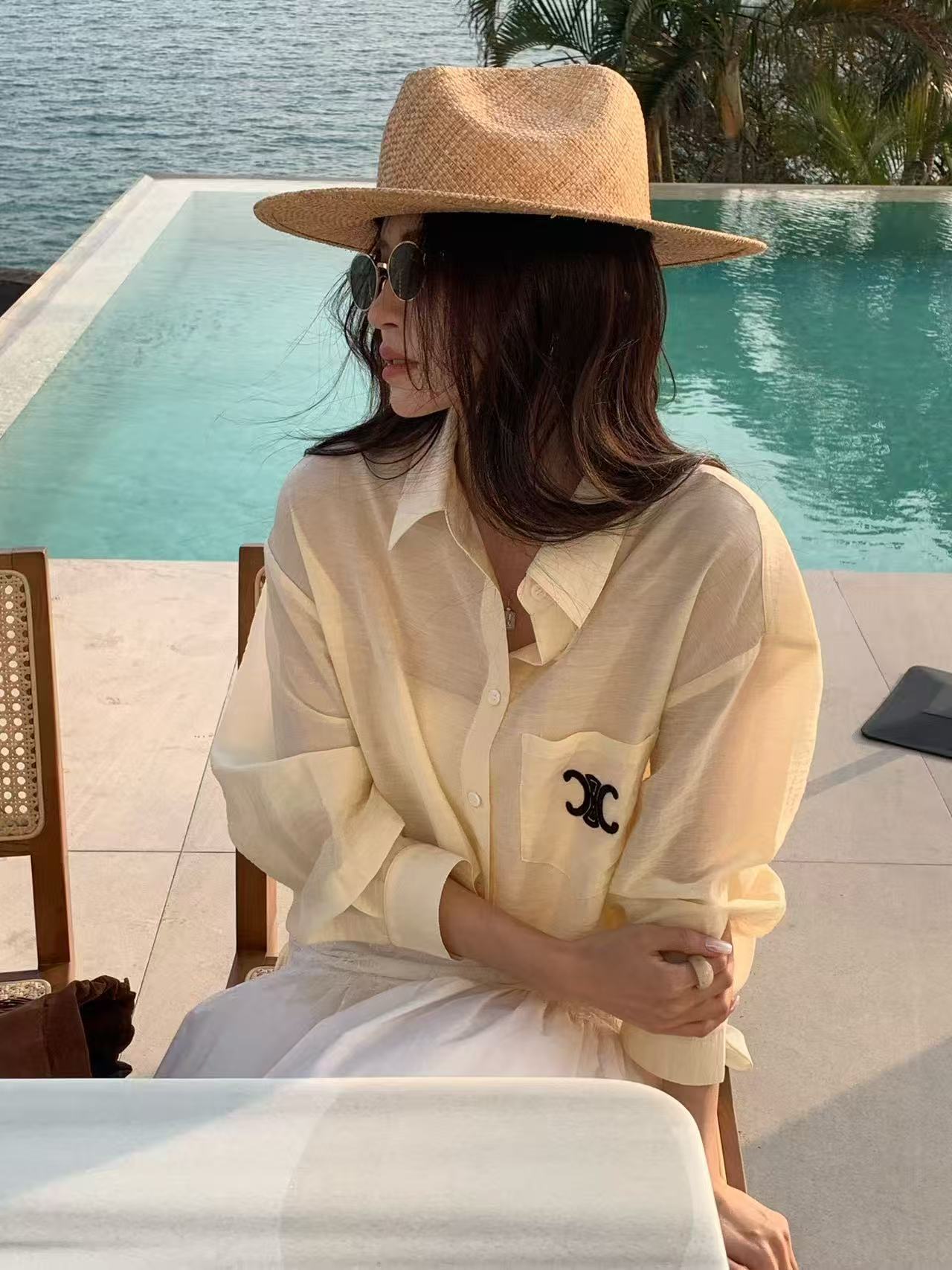 C style Embroidered sun protection shirt