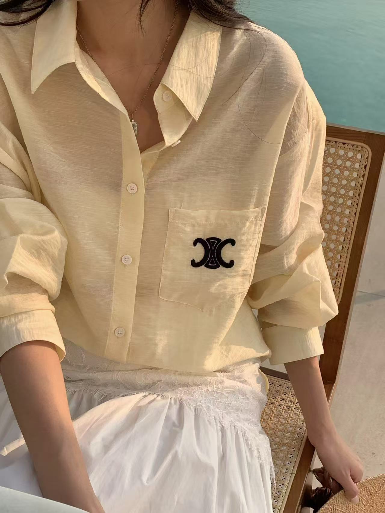 C style Embroidered sun protection shirt