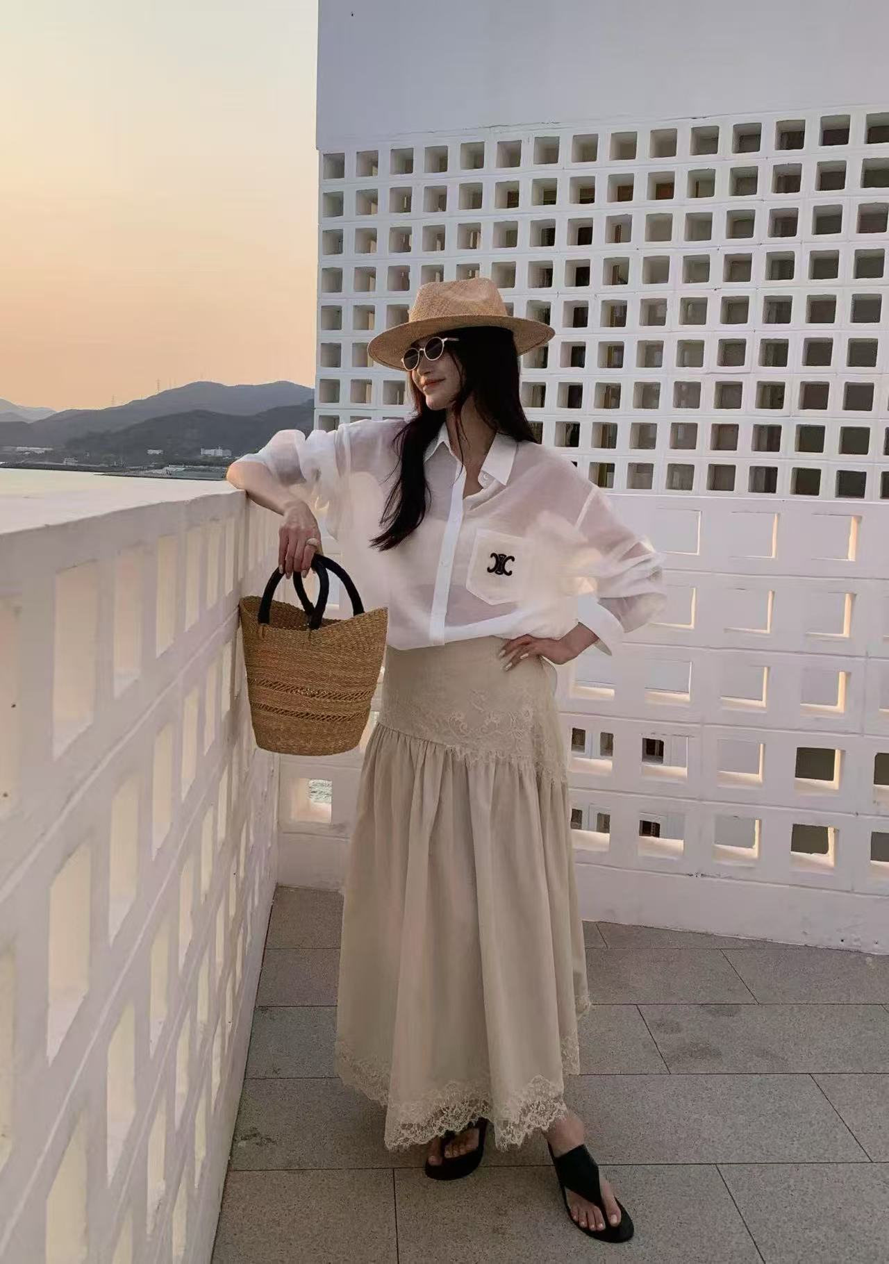 C style Embroidered sun protection shirt