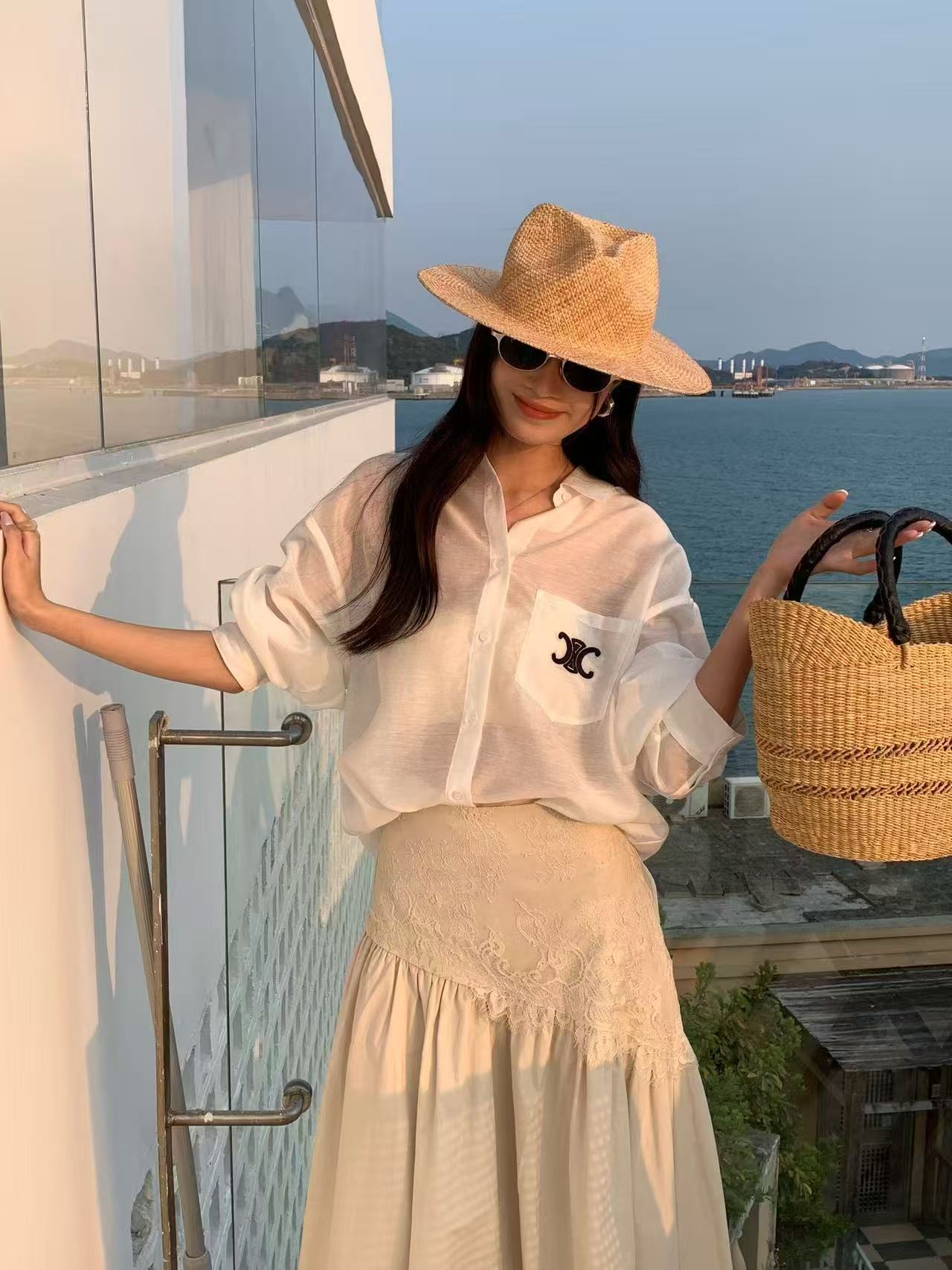 C style Embroidered sun protection shirt