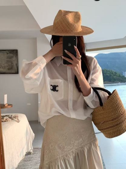 C style Embroidered sun protection shirt