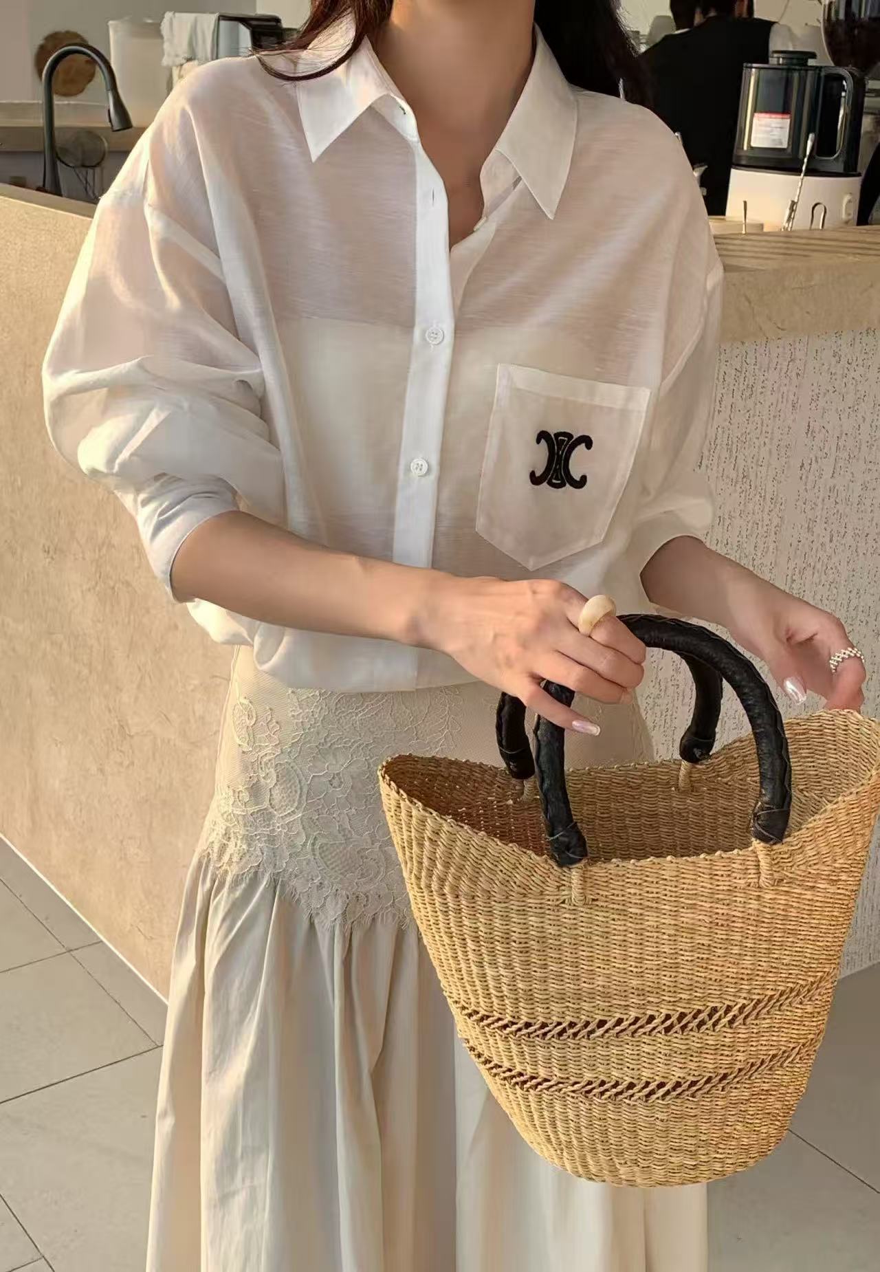 C style Embroidered sun protection shirt