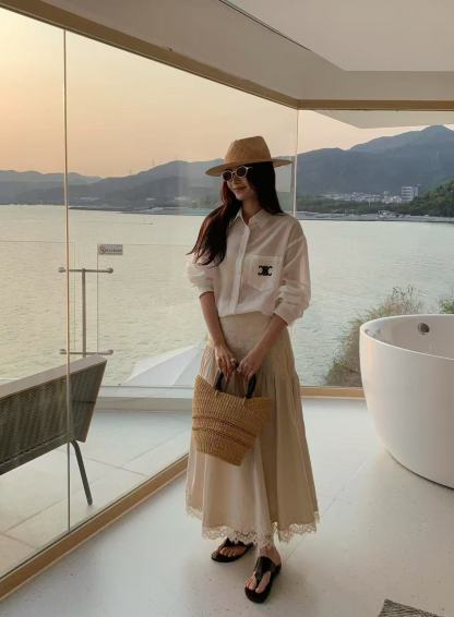 C style Embroidered sun protection shirt