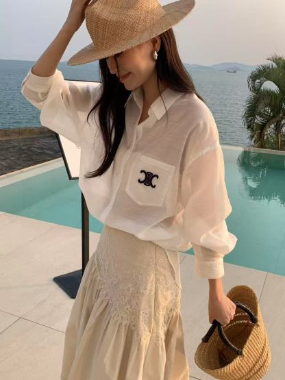 C style Embroidered sun protection shirt