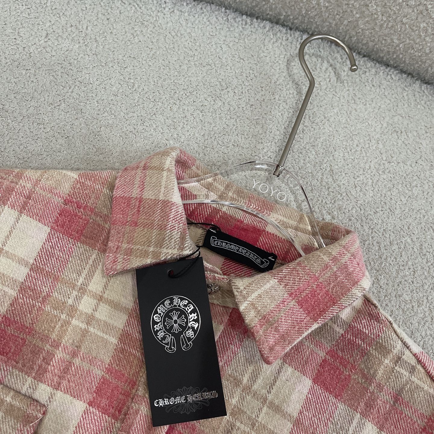 C style Brushed Cross Leather Label Shirt